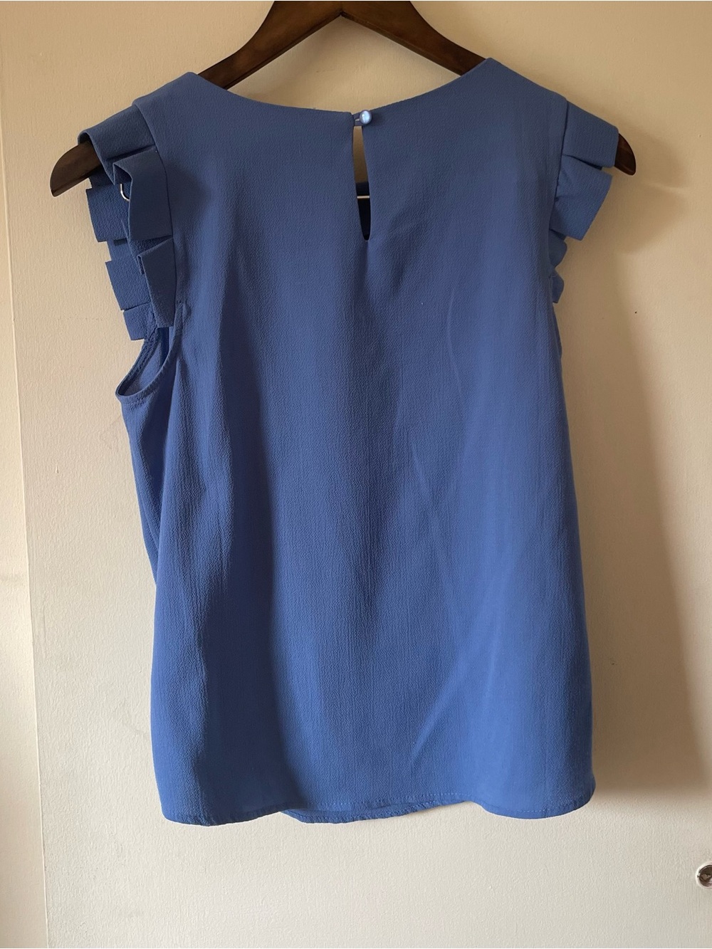 Blue Ruffle Sleeveless Top - Picture 2 of 4